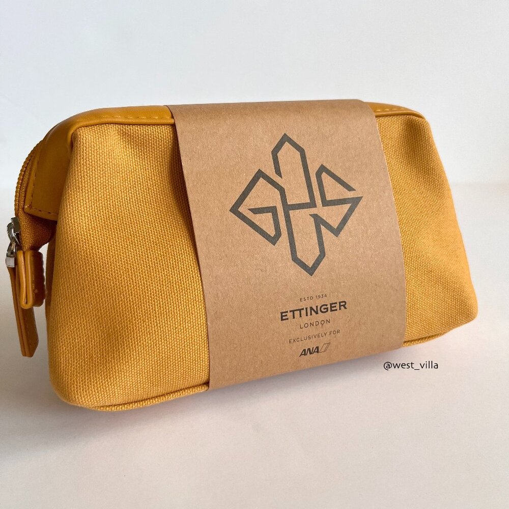 Ettinger London x ANA Airlines with Aveda Amenity Travel Pouch Case Yellow Gold